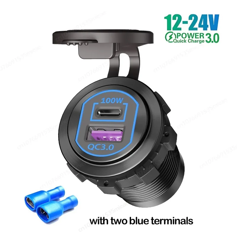 

Автомобильное зарядное устройство с USB-розеткой 118 Вт, 12 В, 100 Вт PD3.0 и 18 Вт QC3.0, автомобильные USB-порта для быстрой зарядки, алюминиевая розетка для автомобиля, морской тележки для гольфа на колесах