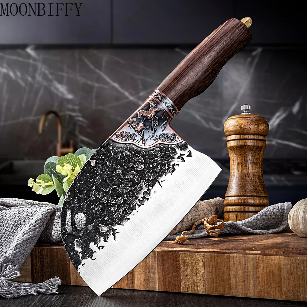 

7-дюймовый кухонный нож мясника, мясника, кованый стальной нож, цветная деревянная ручка, нож для костей, китайский слайсер, профессиональны...