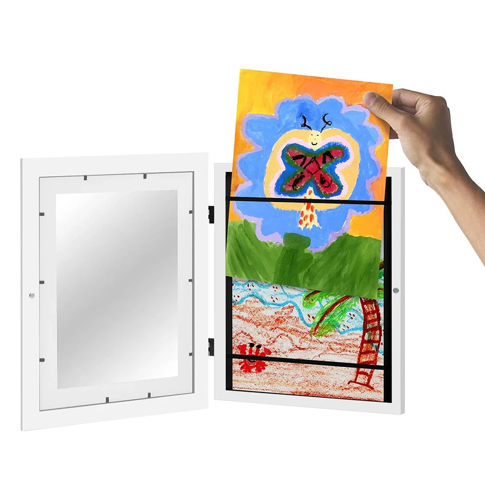 

Children Art Frames Kids Artwork Storage Rack Magnetic Front Open Changeable for Poster Photo Drawing Paintings Pictures Display