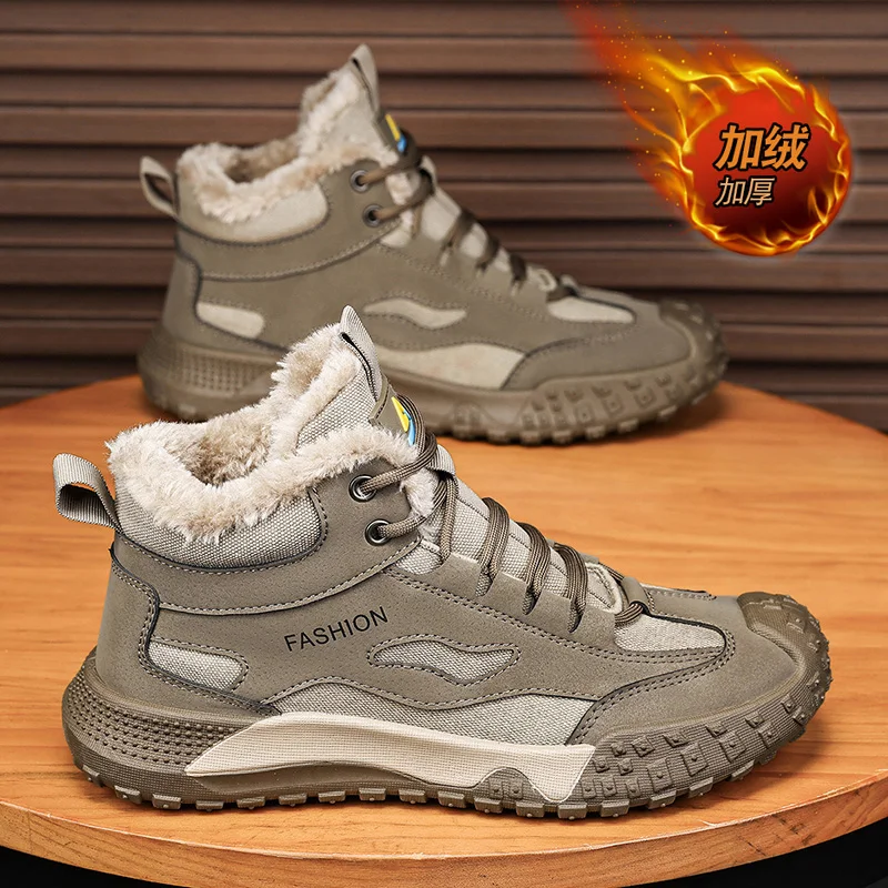 CYYTL Мужская обувь на теплом меху повседневные зимние кроссовки кожаные уличные