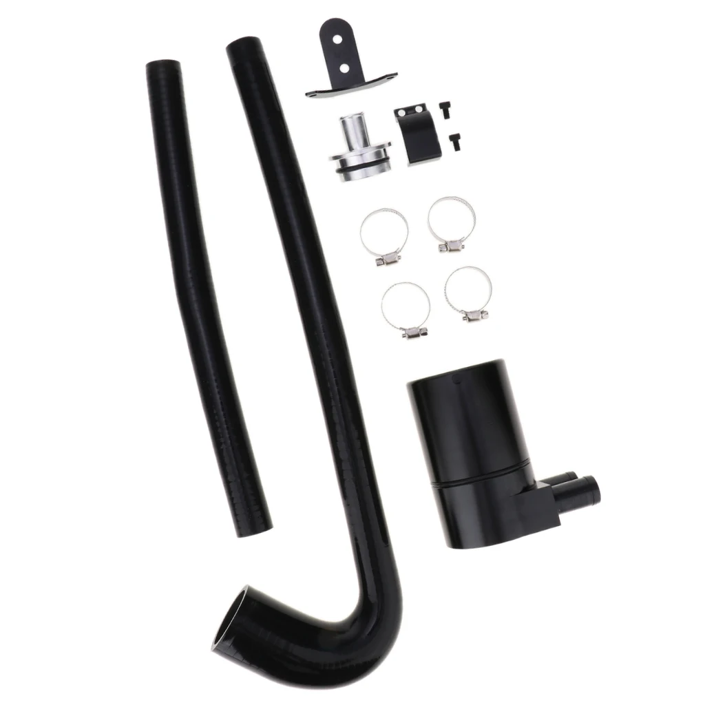 

Oil Catch Aluminum Oil Catch Can Dual Cylinder Polish Baffled Filter Kit with Breather Tank /Filter Black