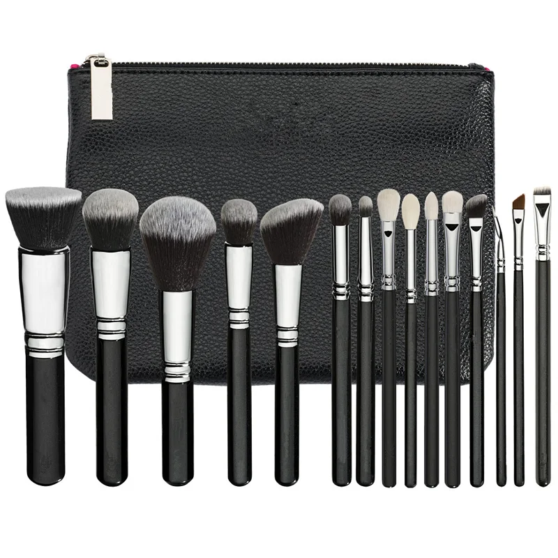 Zoeva Makeup Brush 8-15pcs Leather Women Zip Handbag Profess