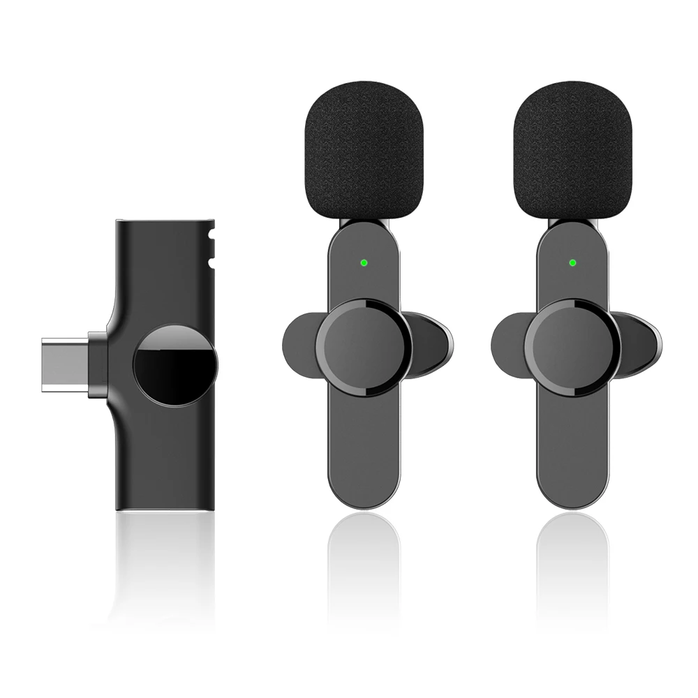 

2.4G low latency Mini Microphone Wireless lavalier microphone Portable for Recording 2 IN 1