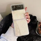 Лазерный Прозрачный чехол для телефона с сердечками для Samsung Galaxy Z Flip 3 Aurora PC Противоударная защита ультратонкий прозрачный жесткий чехол