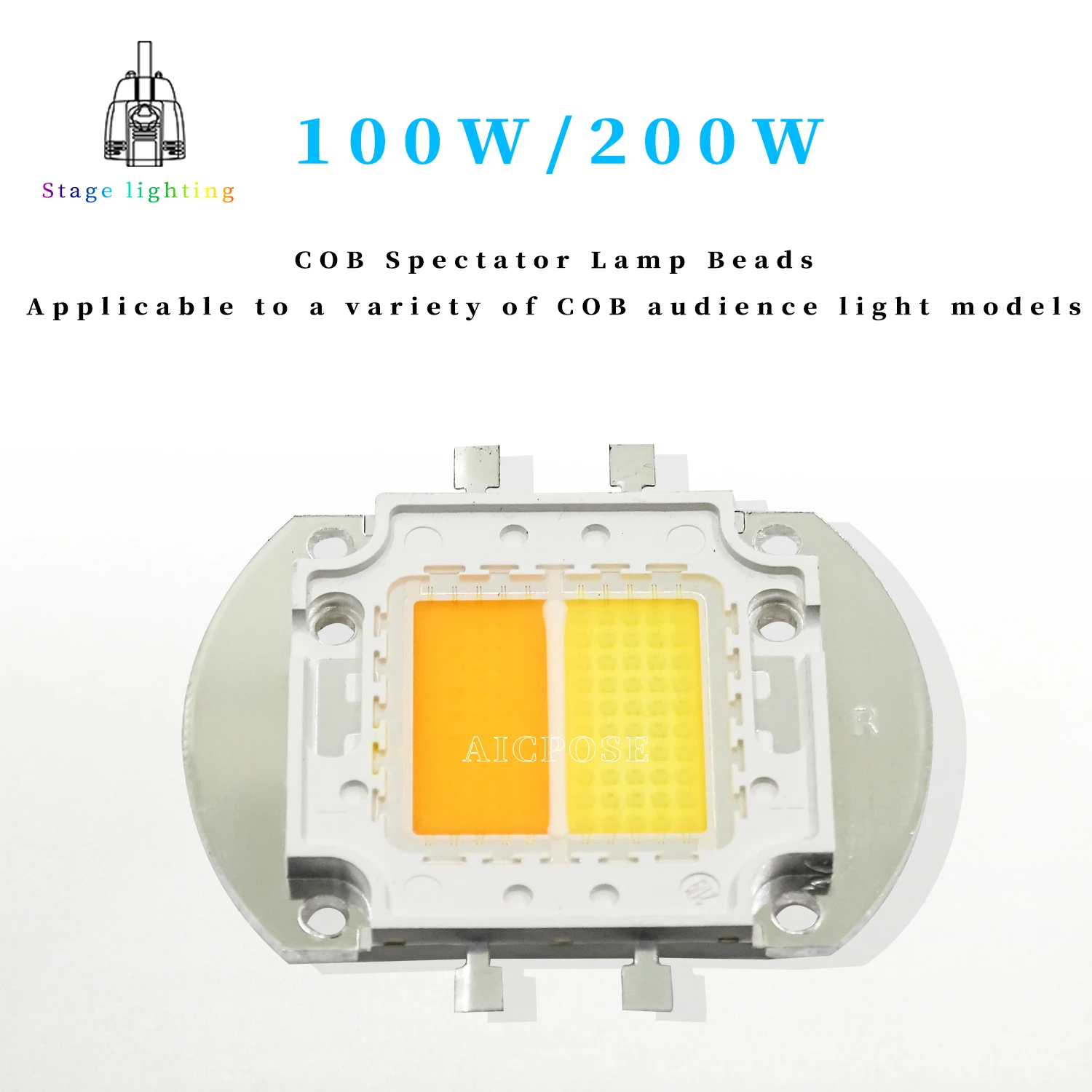 100W LED COB Beads Chip 200W Warm Cold White For 2/4 Eyes Audience Light Floodlight Lamp Spot Lighting LED COB Chips