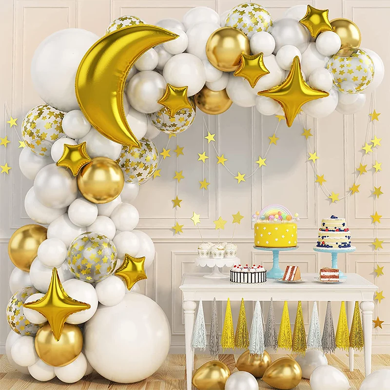 

111pcs White Gold Latex Balloon Arch Kit Wedding Baby Shower Birthday Girl Boy Party Decoration Anniversaire Mariage Balloons