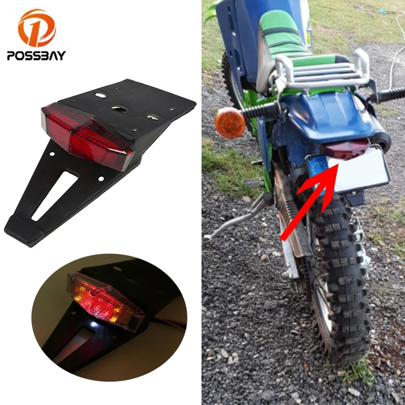 

POSSBAY Motorcycle Tail Light Bike Red Rear Fender Taillight LED Brake Stop Lights for CRF EXC WRF 250 400 426 450