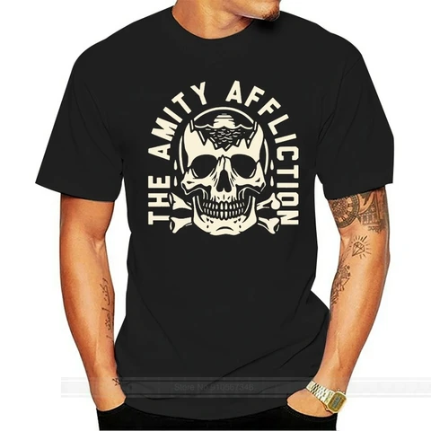 Мужская черная футболка с надписью The Amity страдающие браслет, Мужская футболка на Ali без пряжки, простые футболки из хлопка в стиле хоп, размер