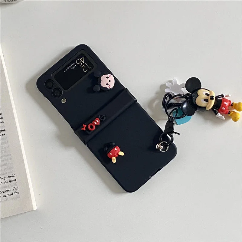 

Disney Minnie Mickey 3D Stereoscopic Phone Case For Samsung Galaxy Z Flip 3 Hard PC Cover ZFlip3 Flip3 Protective Shell