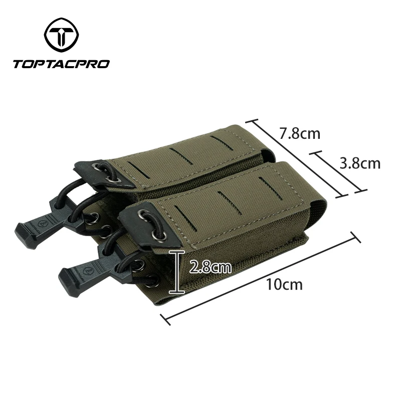 TOPTACPRO Тактический двойной чехол для магнитов 9 мм MOLLE с открытым верхом легкий вес