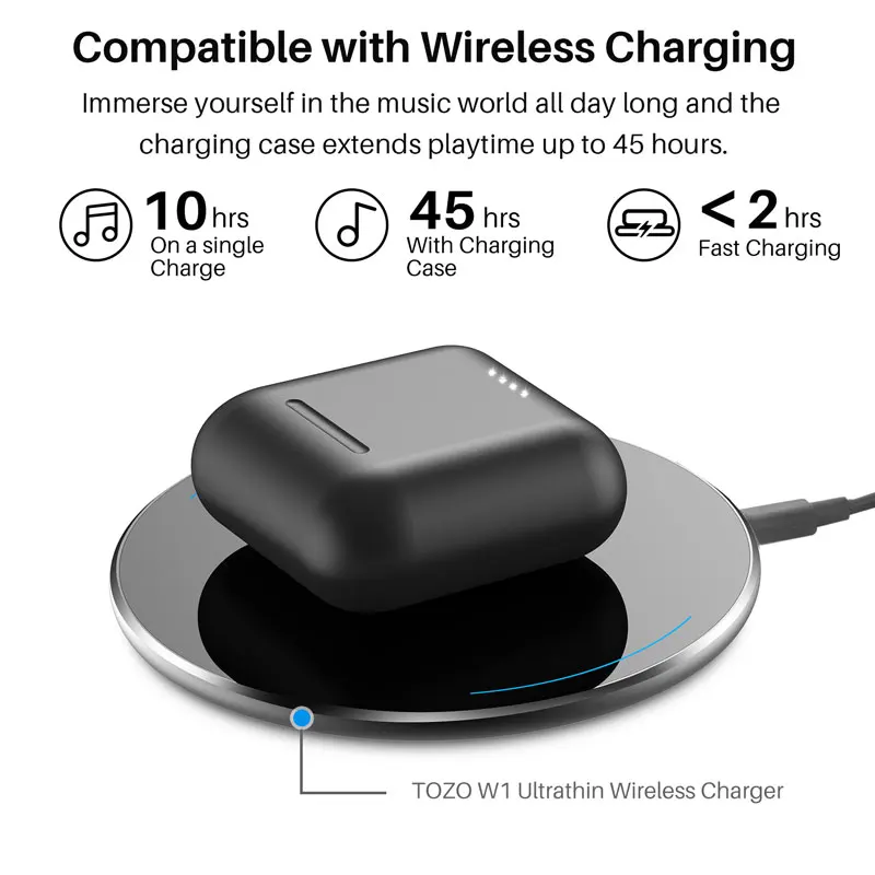 TOZO T6 TWS-стереонаушники блютуз наушники с микрофоном беспроводной с поддержкой Bluetooth и сенсорным управлением (art.: 3920b7b43cb75) - 3920b7b43cb75