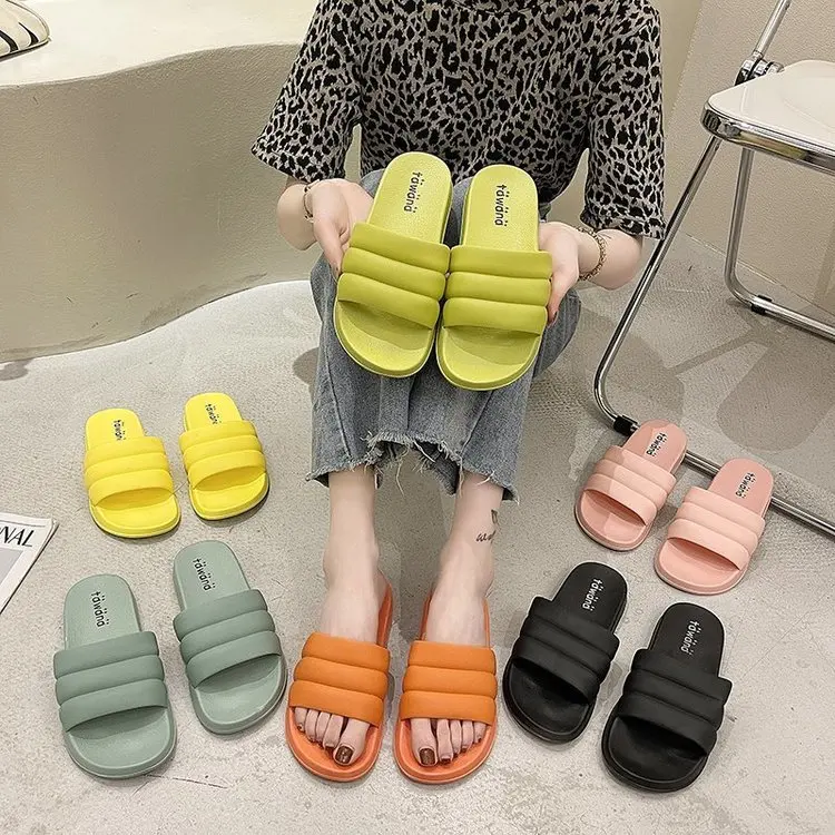 

Women Indoor Home Slippers Summer Comfortable Non-slip Flip Flops Bath Slippers Couple Flat Shoes Hotel Sandal Casual Slippers