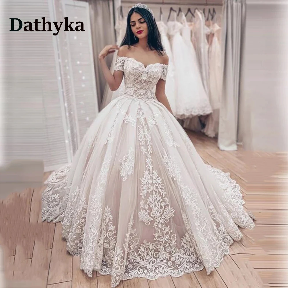 

Wedding Dress 2023 Bridal Boho Organza Tulle Lace Up Design Delicate Decals Type Off the Shoulder Vestidos De Novia for Women