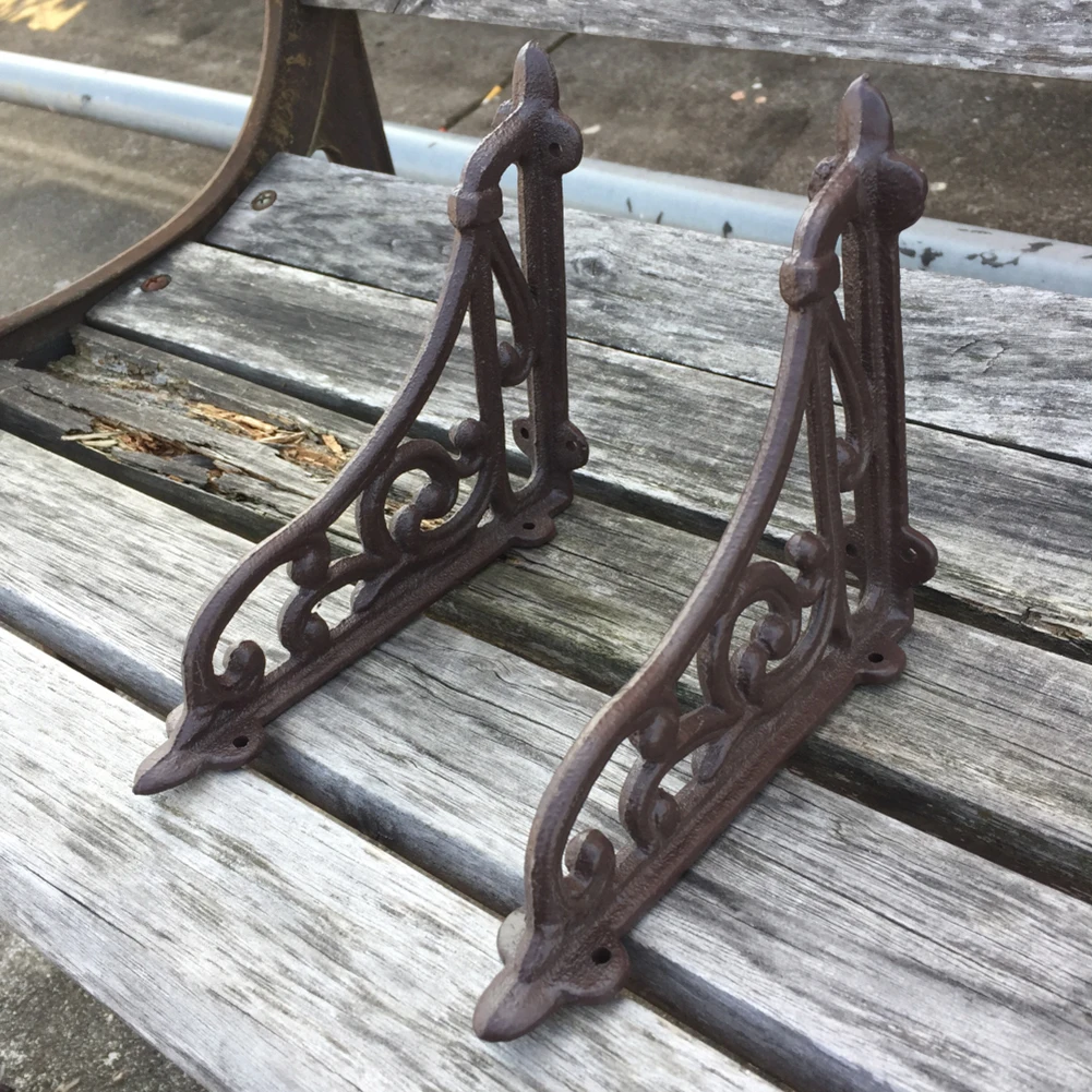 

2pcs Antique Rustic Shelf Garden Braces Cast Iron Brackets Stand Holder Decoration Outdoor Yard Park 17.5x15x3.2cm
