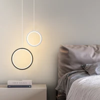 northern europe minimalist led round chandelier at the head adjustable bedside lamp creative black light fixture bedroom decor