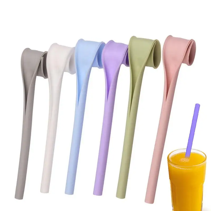 

Многоразовые силиконовые соломинки для питья, доступные и моющиеся соломинки Boba, 6 шт./комплект, Длинные пищевые соломинки для любых бутылок