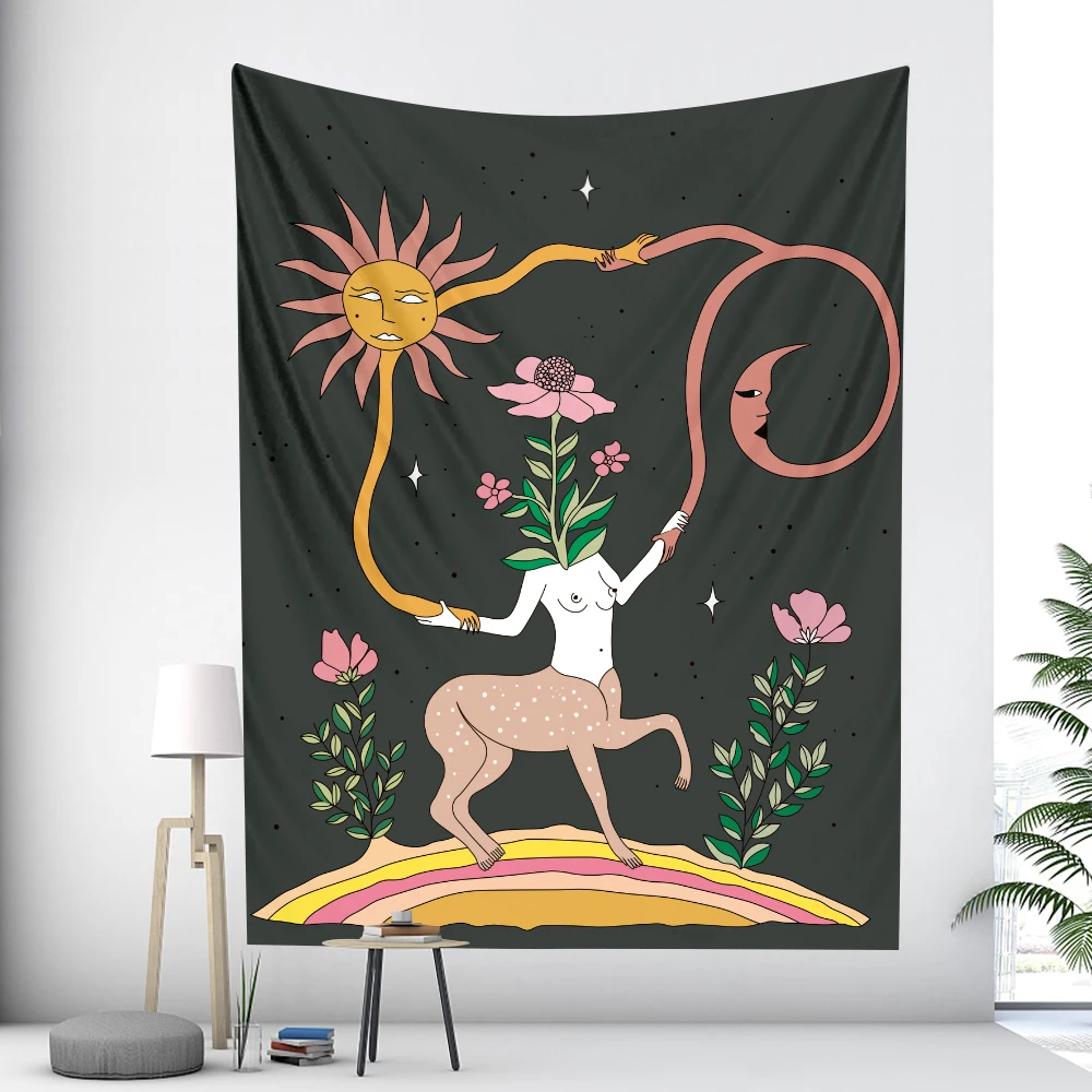 

Винтажный абстрактный человекоидный цветочный Гобелен Мандала настенные бумаги домашний декор гобелены эстетическое украшение настенные...