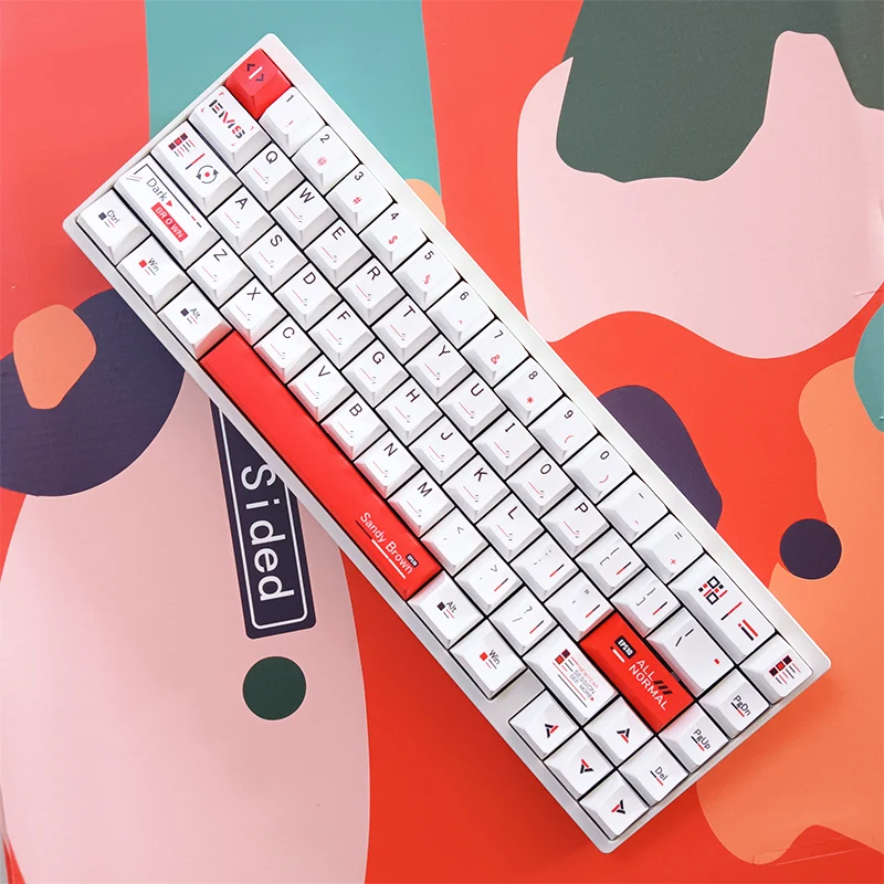 Фото Белые колпачки для клавиш Cherry Pbt Белые простые колпачки для клавиш Красные механические L-образные колпачки для входа 2,25/2,75U Космическая планка Alice Layout Keycaps №2