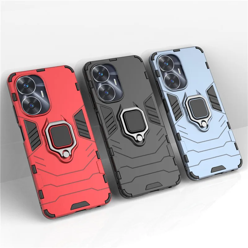 

For Realme C55 Case Realme C55 Cover ShockProof Hard Armor Finger Ring Protective Bumper For Realme C55 4G Fundas 6.72 inch