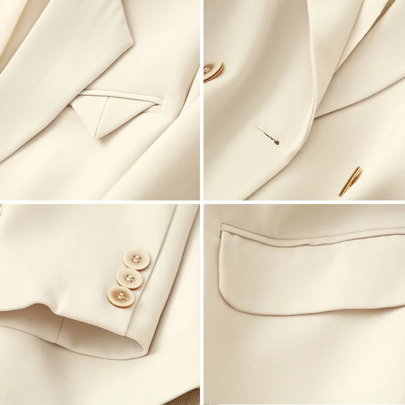 Ladies Formal Blaze White Black 2023 New Arrival Women Female Long Sleeve Double Breasted Slim Business Work Wear Jacket Coat