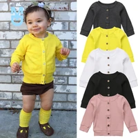 new born infant baby girl button long sleeves knitted sweater cardigan coat tops 2022