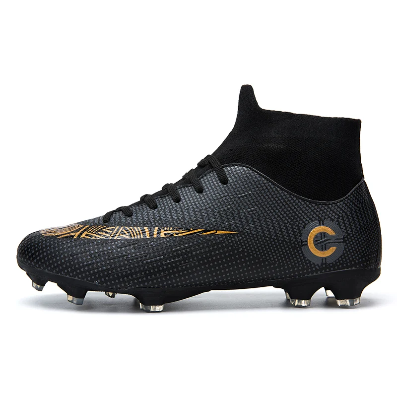 Zapatos de fútbol para hombre, botas de tobillo alto para exteriores, zapatos de fútbol con tacos largos, EUR36-46