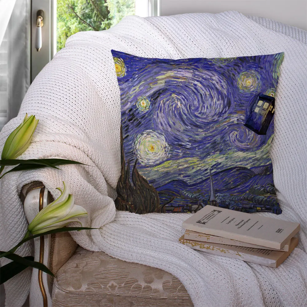 

Custom Unique Doctor Who Van Gogh Pillowcase Cushion Cover Home Decor Hotel Car Seat Backrest Sofa Pillow Case 21104-10