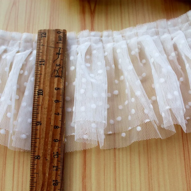 Сетка с оборками из тюля 3D плиссированная ткань кружевная вышивка лента бахромой