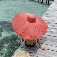 new arrivals 2022 spring summer ladies sun hats wide brim round top outdoor holiday beach cap foldable straw hat for women
