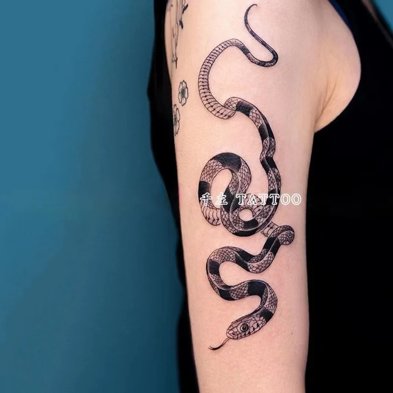 

Snake Temporary Tattoo Stickers Waterproof Tatouages Et Art Corporel Fake Tattoo Arm Cool Faux Tatouage Big Black Thigh Adesivos