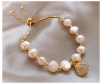 gold plating opal bracelet korean fashion shell baroque pearl trendy women adjustable ins bracelet original design