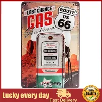 Nostalgic-Art Retro Tin Sign, US Highways – Route 66 Gas Station – Gift idea for USA Fans, Metal Plaque, Vintage Design