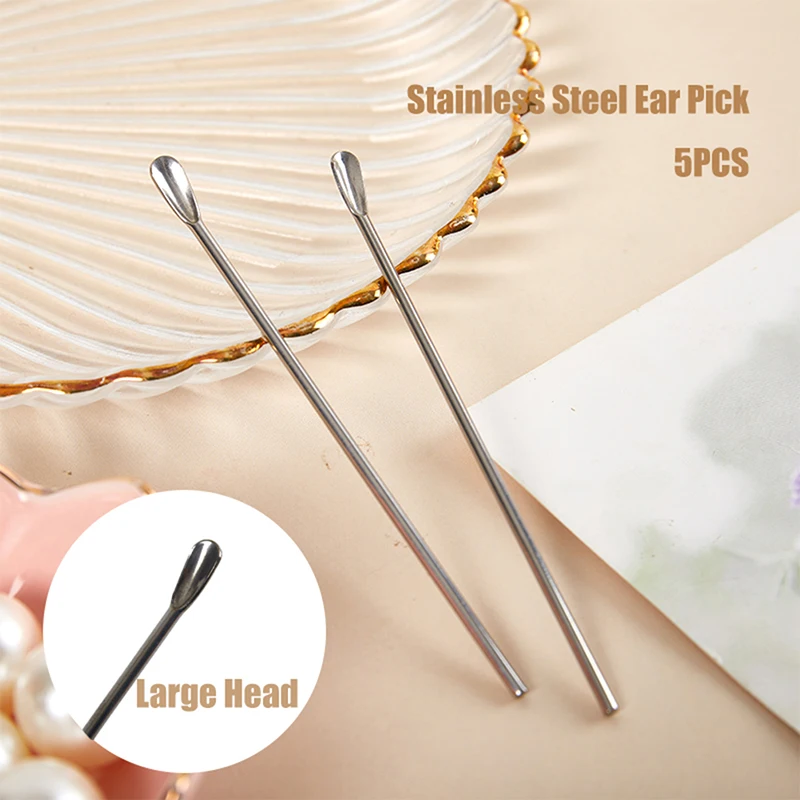 

5 Pcs/Set Stainless Steel Large Ear Picking Tool Set Ear Cleaner Ear Wax Remover Ear Cleaning Spoon Ear Protector Health Care