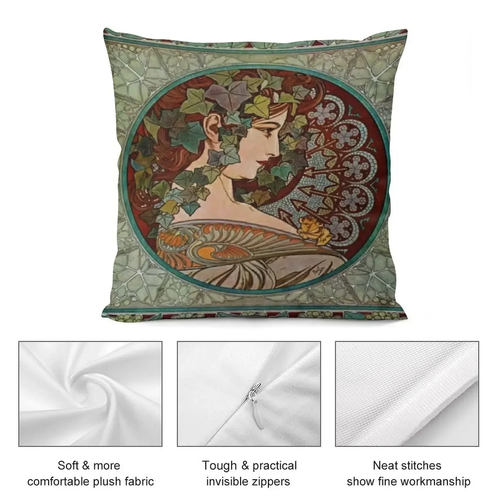 Альфонс Муха - плющ 1860 1939 Декоративная подушка для дивана Декоративные подушки