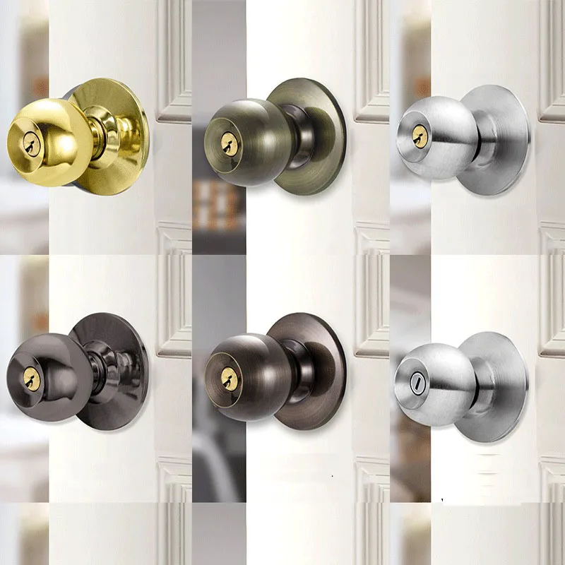 

Aluminum Alloy Round Door Knobs Rotation Lock Knobset Handle Metal Door Knob With Key for Home Bedrooms Living Rooms Bathrooms