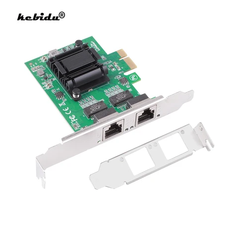 Kebidu 2 * RJ45 порт Lan адаптер Сетевая карта PCIe 1x гигабитный двухпортовый Сервер 10/100 Мбит/с Ethernet контроллер для рабочего стола