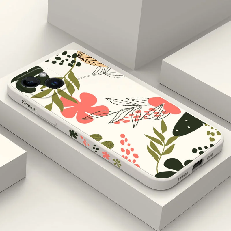 

Simple Leaves Phone Case For iPhone 14 13 12 11 Plus Pro Max Mini X XR XS SE2020 8 7 6 6S Plus Liquid Silicone Cover