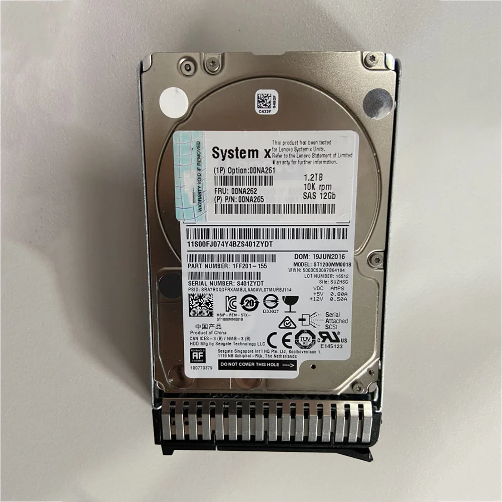 1 2 ТБ для серверного жесткого диска Lenovo 00NA262 00NA265 2T 10K SAS 12G 5