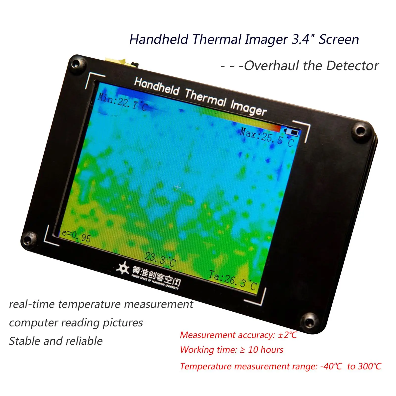 

Infrared Thermal Imager 3.4in Temperature Detection USB Charging Mini Inspection Imager Display Screen DIY Thermal Imager
