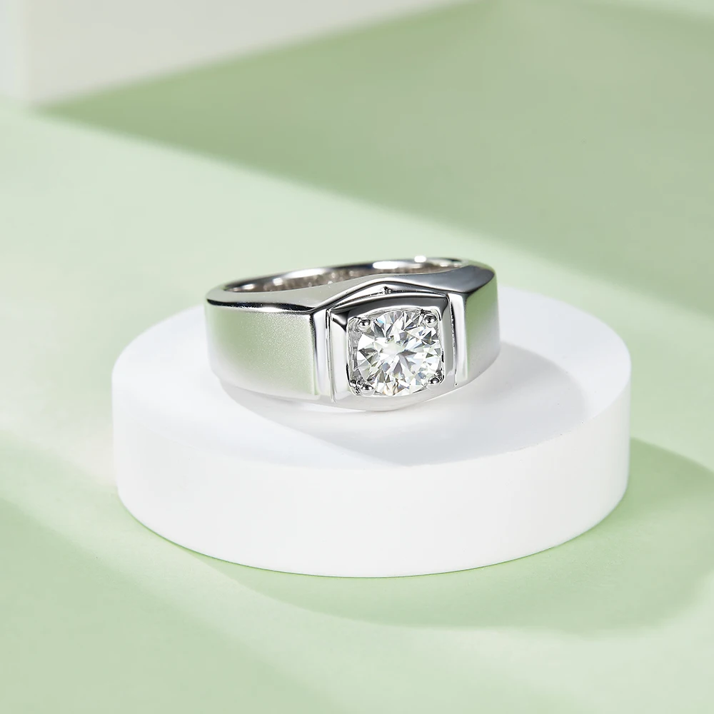 Фото Мужское кольцо с бриллиантами VVS1 Lab-выращенное в технике CVD HPHT Moissanite №2