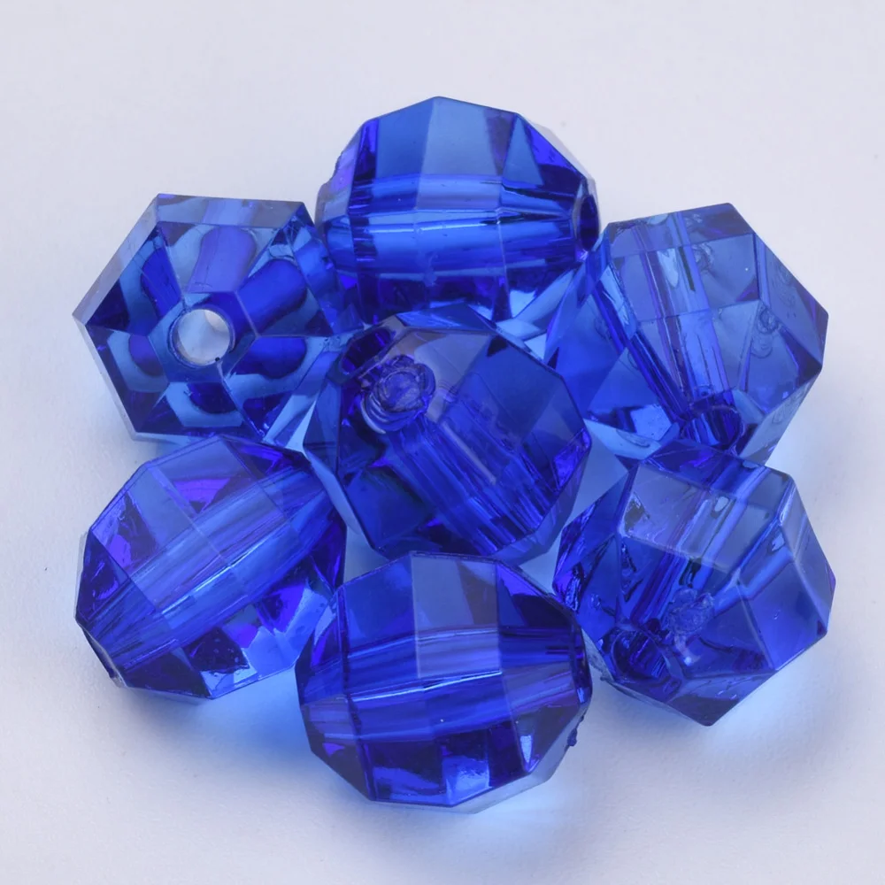 

20pc Transparent Acrylic Beads Faceted Round Blue 16x15mm Hole: 2.6mm