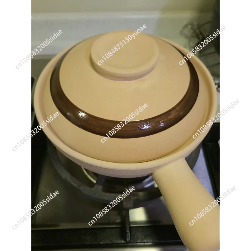 Фото Японская керамическая кастрюля с ручкой, жаропрочная, для газовой плиты №1