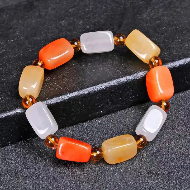 

Natural Color Hand Carved Barrel Pearl Quartzite Bracelet Fashion Boutique Jewelry Men's and Women's Bracelet Gift Accessories
