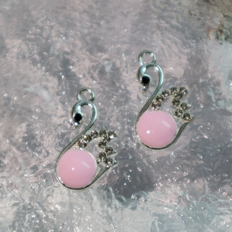 10 шт. очаровательный Лебедь из сплава эмалированный кулон красивый модный