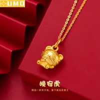 Pure Yellow 18k 999 Gold Pendants Necklace for Women Classic Little Tiger Christmas Gifts Jewelry New Trendy