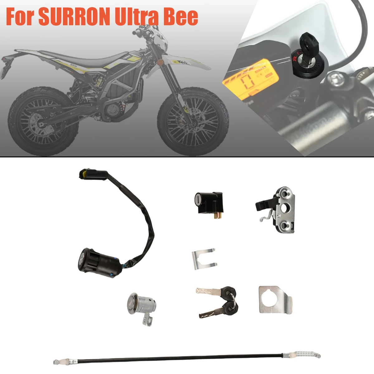 Фото Электрический мотоцикл для Surrn Ultra Bee Lock Kits OEM Key Switch Sets Оригинальный цельный замок Ebike Полный велосипед Три комплекта замков №1