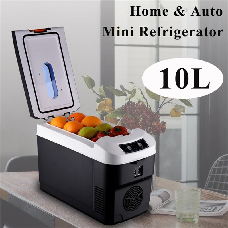 10L Car Home Refrigerator Mini Fridges 12/24V 110/220V Freezer Cooler Heater Food Storage Box for Car Home Pinic Camping