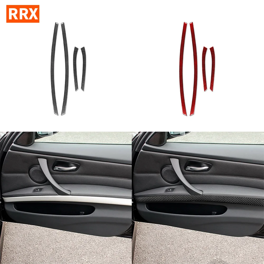 

For BMW 3 Series E90 2006 2007 2008 Door Handle Armrest Panel Trim Strip Real Carbon Fiber Sticker Car Interior Accessories