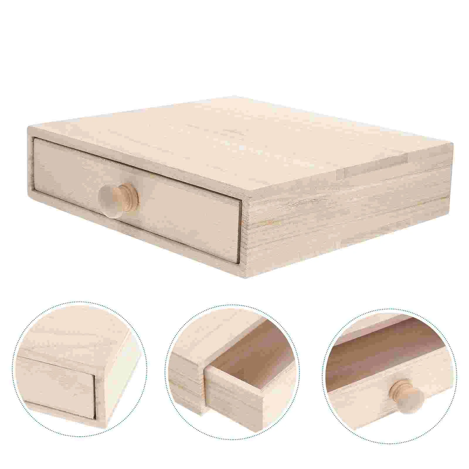 

Drawer Style Practical Portable Wooden Boxes Wood Crates Unfinished Photo Storage Box Wooden Storage Box Unfinished Wood Crafts