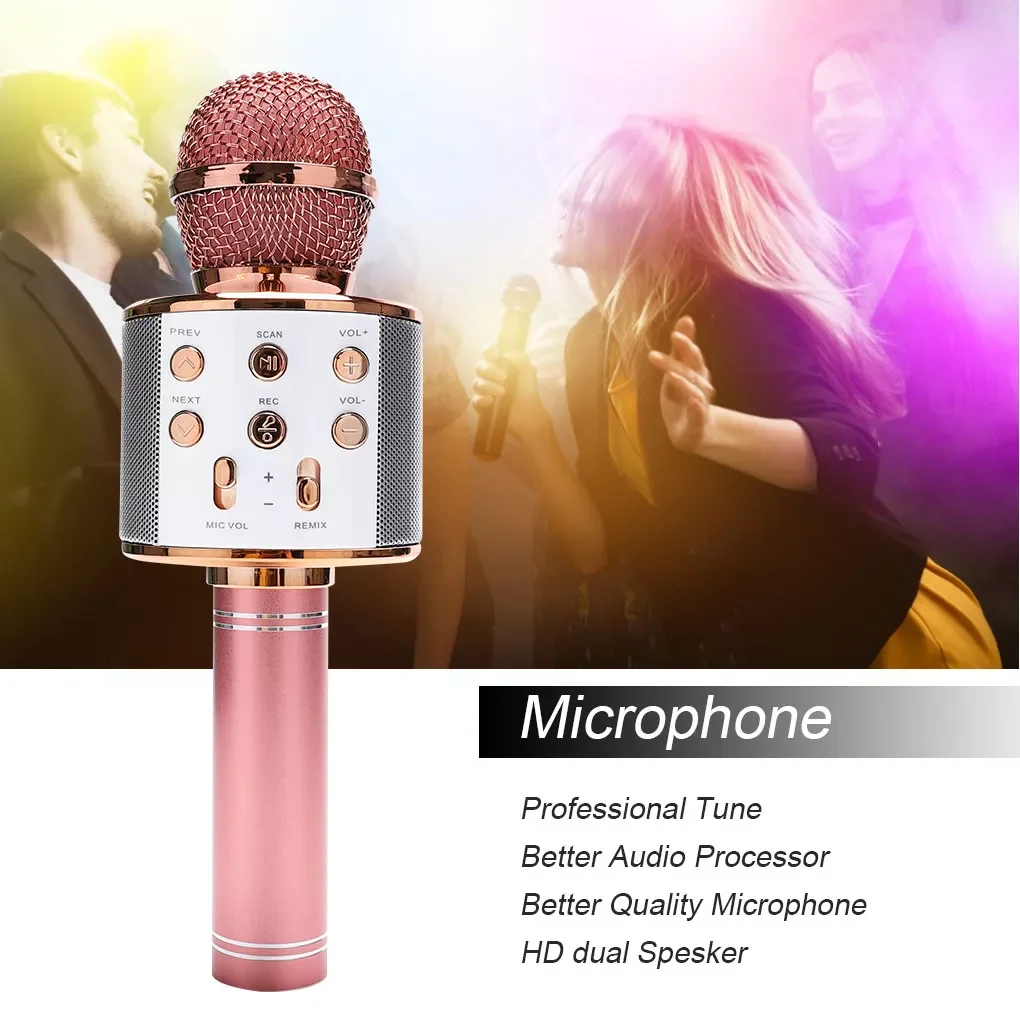 

Factory Direct Selling Portable Bluetooth Karaoke dj Microphone Wireless Professional Speaker Home KTV Handheld Microphone mikro